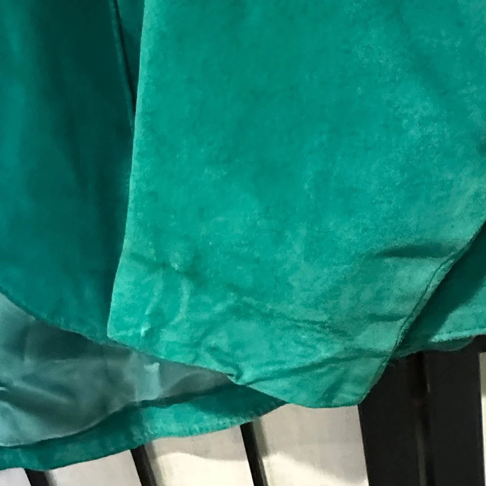 Danier Vintage Emerald Green Suede Leather Blazer Satin Lined Canada Large - Picture 4 of 10